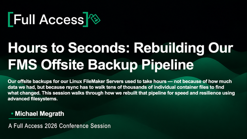 Hours to Seconds: Rebuilding Our FMS Offsite Backup Pipeline